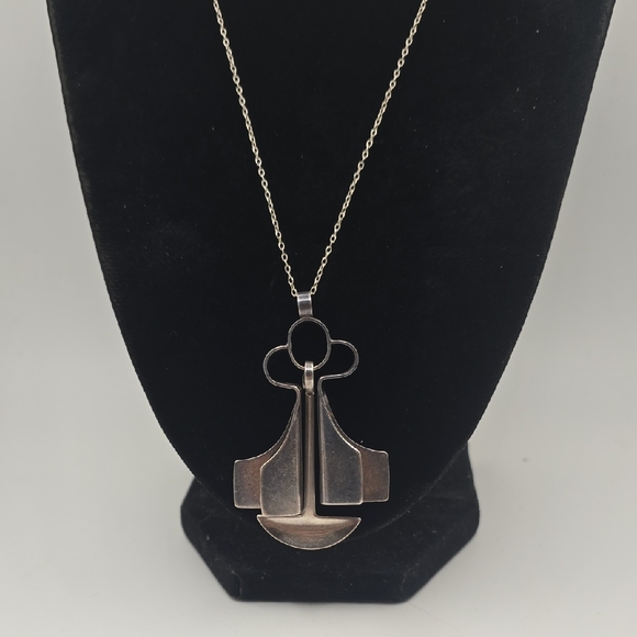 David Andersen Jewelry - Vintage David Andersen Abstract Modern Sterling Silver Pendant Necklace